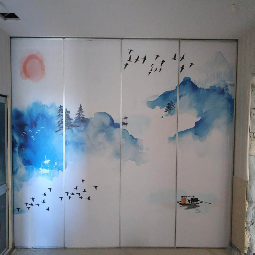 酒店可移動壁畫隔斷墻